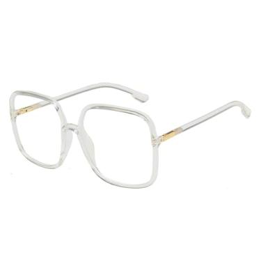 Imagem de Óculos de sol vintage clássicos femininos, armação de plástico, lentes transparentes, cinza e rosa, 140 mm