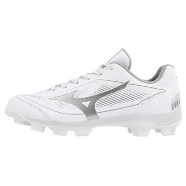 Imagem de Mizuno Chuteira feminina de softbol Cushion revo Finch TPU Spike, Branco e prata, 38