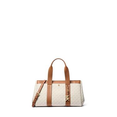 Imagem de Michael Kors Romee Bolsa pequena, ferragens douradas/Sarja revestida com assinatura MK/baunilha/bolota