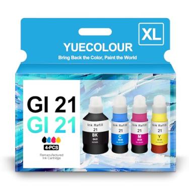 Imagem de Garrafas de tinta de substituição GI-21 para Canon 21 GI-21 GI21 G3260 G3270 Garrafas de refil de tinta para impressoras MegaTank Canon G3260 G3270 G1220 G1230 G2270 (preto, ciano, magenta, amarelo
