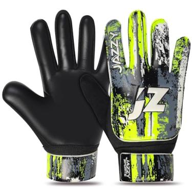Imagem de Jazzy Sports Luvas de goleiro de futebol para crianças, luvas de goleiro juvenil, antiderrapante, palma de látex de 4 mm, com forte aderência, proteção de pulso dupla (preta 1, tamanho 3, adequada