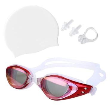 Imagem de Kit Óculos Touca Silicone Protetor Nasal Aurícular Natação Profissiona