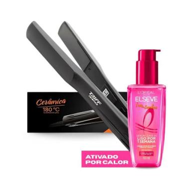 Imagem de Kit Prancha Taiff Bivolt Cerâmica Action + Sérum Capilar Elseve Liso d