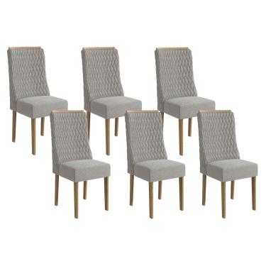 Imagem de Kit 6 Cadeiras Sala Jantar 2CAD158NG 6 Un Nogueira/Linho Cinza A056 - Kappesberg
