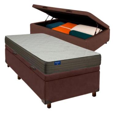 Imagem de Cama Box Bau Marrom Solteiro + Colchão D33 - Inducol