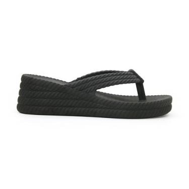 Imagem de Chinelo Sandalia Feminina Tranças Confortavel Resistente Cor Preto - I