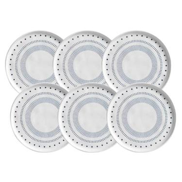 Imagem de Jogo 6 Pratos para Sobremesa Doces Cerâmica Artesanal 21,5cm Mesa Post