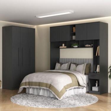 Imagem de Guarda-Roupa Casal Modulado Lugano 7 Portas 3 Gavetas Grafite - Hecol 