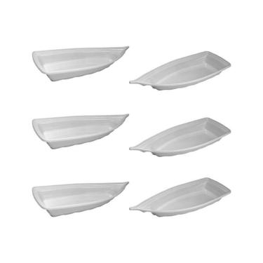 Imagem de Kit 6 Barcos Acaí Sushi 22X10X3,5Cm Pequeno Branco 150Ml