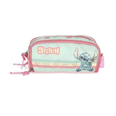 Imagem de Estojo Escolar Triplo Luxcel Stitch Corações Verde-Feminino