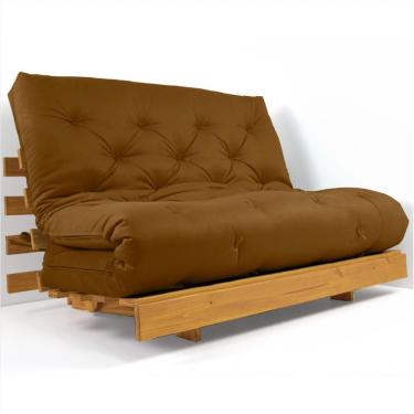 Imagem de Sofá Cama Casal Futon Tokio D33 Madeira Maciça Cor Mel - Caramelo