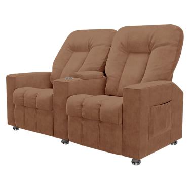 Imagem de Poltrona Reclinável Para Cinema 2 Lugares Sora Veludo Terracota FH1 - D'Rossi