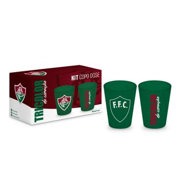 Imagem de Kit Copo Dose Iron BrasFoot Vidro 2 Unidades Matte Licenciado Fluminense 55ml cada Verde