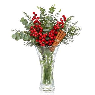 Imagem de kanpura Vasos de vidro de 23 cm para flores espessos 1 kg vaso de flores grande para mesas de Natal centros de mesa vasos de rosa transparente para recepção de casamento, decoração de casa, presente