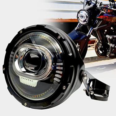 Imagem de HARPUOU Farol de LED para motocicleta, luz DRL branca/âmbar de 7 polegadas com carcaça de lâmpada, suporte de tubo de garfo para motocicleta