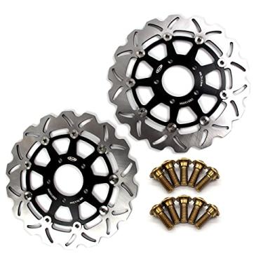 Imagem de Arashi Discos de freio dianteiro Rotores com parafusos de montagem para Suzuki GSXR 600 750 2004-2005 K4 K5, GSXR 1000 2003-2004 K3 K4, acessórios de substituição de motocicleta preto