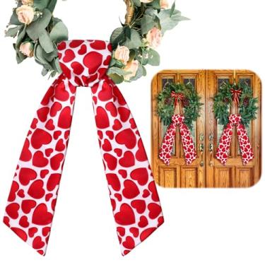 Imagem de VitalCozy 2 faixas de guirlanda para porta da frente, guirlanda, acessórios de fita para bordado, monograma, exterior, interior, festa de Natal, quintal, porta 11,4 cm L x 142 cm C (rosa, coração)