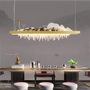 Imagem de Restaurante Contemporâneo Lâmpada Pingente LED Estilo Chinês Retro Criatividade Bar Balcão Sala de Estar Quarto Estudo Hotel Casa de Chá Candelabro (Estilo 35 L123CM)