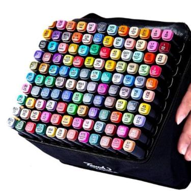 Imagem de Conjunto De Canetas Marcador Permanente Ponta Dupla 60 Cores - Estoque