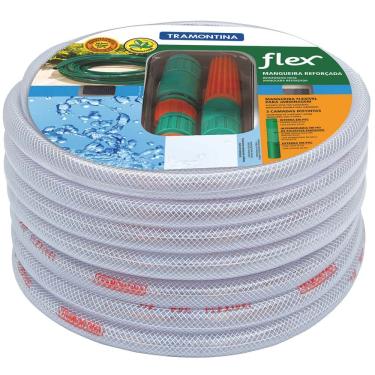 Imagem de Mangueira Tramontina Flex de 1/2" para Jardim com Engates Rápidos e Esguicho - 15m - Gelo