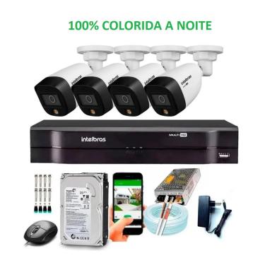 Imagem de Kit 4 Câmeras 1220 Full Color Dvr Intelbras Mhdx 4 Canais c/hd 1tb