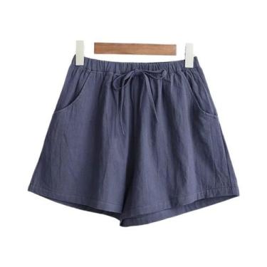 Imagem de Shorts De Linho Preto De Cintura Alta Para Mulheres, Casual, Para Acad