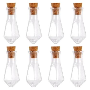 Imagem de 10 minifrascos de vidro em forma de cone com rolhas de cortiça, armazenamento minúsculo de vidro, frascos de contas, recipientes para bricolage, artesanato, lembrancinhas de casamento, decoração de