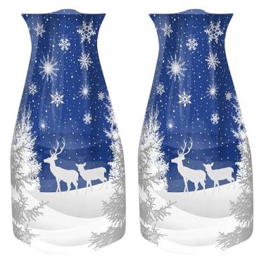 Imagem de MODGY Vaso de flores expansível, vasos de plástico decorativos modernos dobráveis impressos para centros de mesa para casamento, mesa de jantar, decoração de casa, sala de estar, banheiro, OhDeer