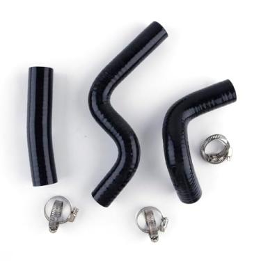Imagem de XAJINGSU Kit de mangueira de refrigeração de radiador de silicone para KAWASAKI KX80 / 2001-2012 KX85 / 1998-2012 KX100 com braçadeiras, 3 peças, 11 cores (preto brilhante)