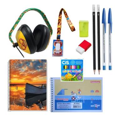 Imagem de Kit Escolar Fundamental 2 para Neurodivergentes com Abafador - Coleo T