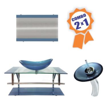 Imagem de Combo 2 em 1 - Gabinete 90cm Romênia + Torneira Ibiza - EKASA, Azul