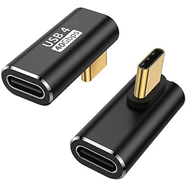 Imagem de Adaptador USB C de 90 graus (pacote com 2), conector USB tipo C esquerdo e direito em forma de L para Meta Quest, MacBook, iMac, iPad, iPhone 16 15 Series e outros dispositivos tipo C ou Thunderbolt 4