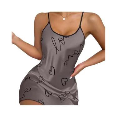 Imagem de Pijamas Mini Sem Mangas De Cetim Para Mulheres, Roupa De Dormir Sexy E