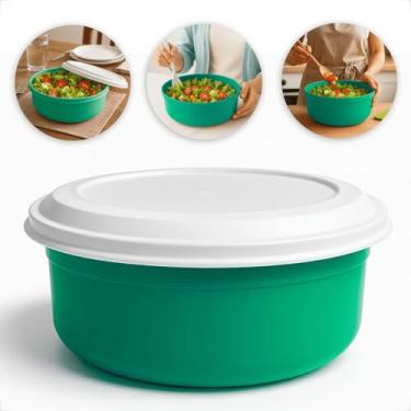 Imagem de Kit 3 Potes Saladeira Redonda 28x10cm Geladeira Organizador Alimentos 