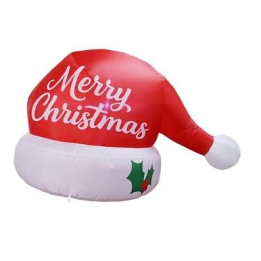 Imagem de Esquirla Chapéu inflável de Natal, chapéu de Papai Noel, decoração para eventos natalinos, decoração inflável para jardim, externa.