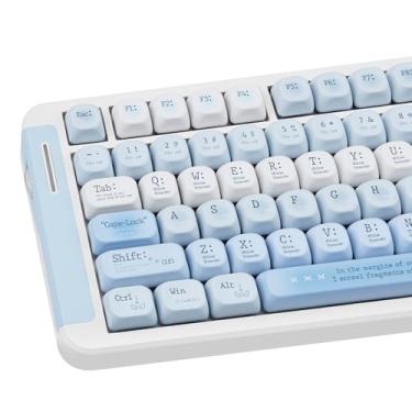 Imagem de COOMICKEY Teclas PBT azuis, teclas de teclado de perfil MOA, conjunto de teclas Dye-Sub 120 teclas fofas para teclados mecânicos para jogos 61/64/68/84/87/100/104/108 Cherry MX Switchs