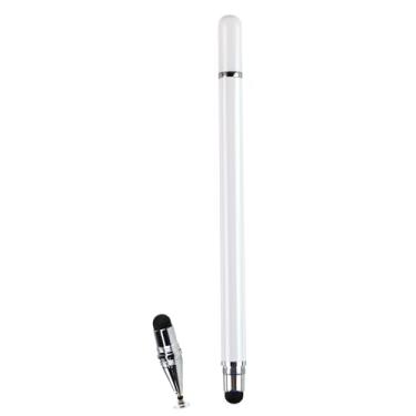 Imagem de Caneta Stylus profissional 3 em 1, barril de metal branco, tela sensível ao toque capacitiva compatível com telefones celulares e tablets, calendário digital e edição de vídeo