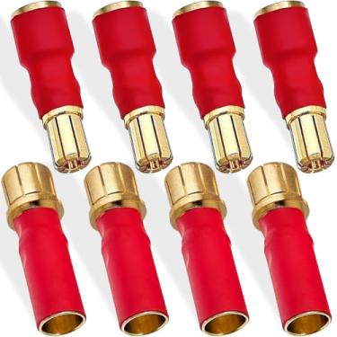 Imagem de DKARDU 8 peças conector bala de 6,5 mm para conector banana de 8 mm sem fios 8 mm a 6,5 mm plugue bala banana macho adaptador fêmea, para motor ESC RC carro barco FPV