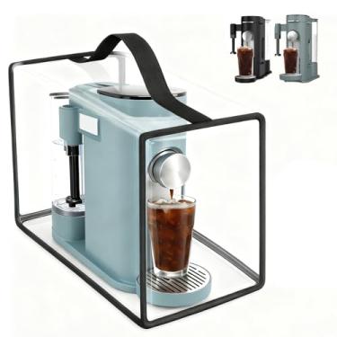 Imagem de Capa de cafeteira para cafeteira Ninja de dose única, material de PVC transparente, impermeável, poeira, 38 cm P x 18 cm L x 33 cm A, com alça superior para máquina de café e escritório em casa, capa