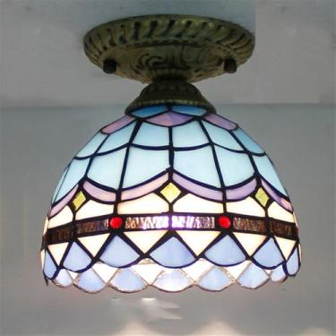 Imagem de Luminária de teto contemporânea LED estilo retrô americano para sala de estar, restaurante, quarto, casa de campo, hotel, corredor, café, bar, decoração com vidro colorido (Estilo 8)