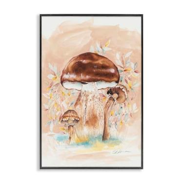 Imagem de Stupell Industries Arte giclée emoldurada cinza trio cogumelo terroso marrom, design por Cady Driver, 18 x 12