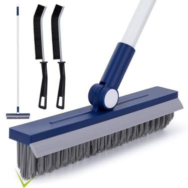 Imagem de IVYROLL Escova de argamassa com cabo longo, escova de limpeza de argamassa para pisos de azulejo, cerdas rígidas para fenda, linha de azulejos, chuveiro, cozinha, banheiro