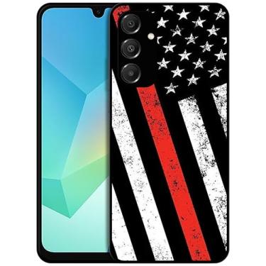 Imagem de SM CASES Para Samsung Galaxy A16 4G, Galaxy A16 5G - Linha Vermelha Fina Bandeira de Bombeiro Design Impresso 2D Telefone Traseira TPU Borracha Protetora À Prova de Choque Capa para Samsung Galaxy A16