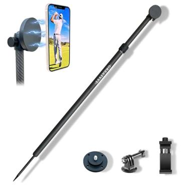Imagem de GreatYYT Monopé para gravar balanço de golfe - suporte de telefone multifuncional com suporte magnético e telefone - auxílio de treinamento de golfe - compatível com todos os telefones iPhone Android