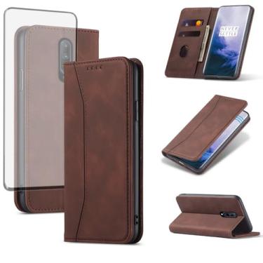 Imagem de Asuwish Capa carteira flip para OnePlus 7 Pro com protetor de tela, fecho magnético, suporte para cartão de crédito, suporte para OnePlus7Pro 5G One Plus 1+7 1Plus OnePlus7 7Pro One+ 1 + Seven Coffee