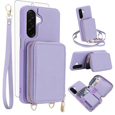 Imagem de Asuwish Capa de celular para Samsung Galaxy A17/A26 5G carteira de celular com protetor de tela de vidro temperado alça transversal de pulso com bloqueio RFID porta-cartão de crédito A 17 26 17A 26A