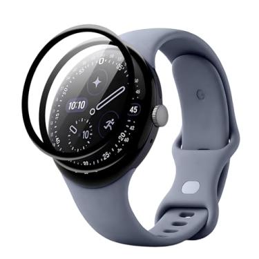 Imagem de Pacote com 2 capas para Google Pixel Watch 4 45 mm – Película protetora de tela 9H, antiarranhões, antiimpressões digitais, sem bolhas, à prova de estilhaçamento, à prova de poeira, sensível ao toque