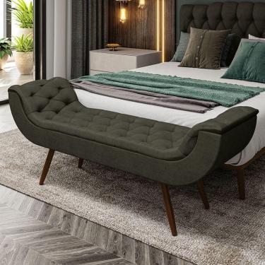 Imagem de Recamier Puff Estofado King 195 Cm Drusa Veludo Marrom