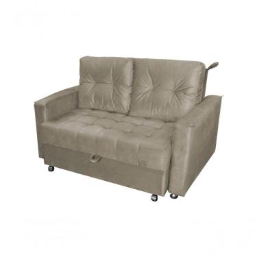 Imagem de Sofá Cama Casal Reclinável Drika - Veludo Marrom Claro