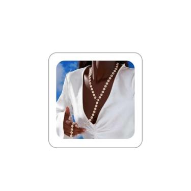 Imagem de BOOZIQ Colar longo de ouro para mulheres, colares longos coloridos com contas de zircão, colares em forma de Y, elegante colar de margarida, acessórios de bijuteria de fantasia boho, Zinco, Sem Pedra
